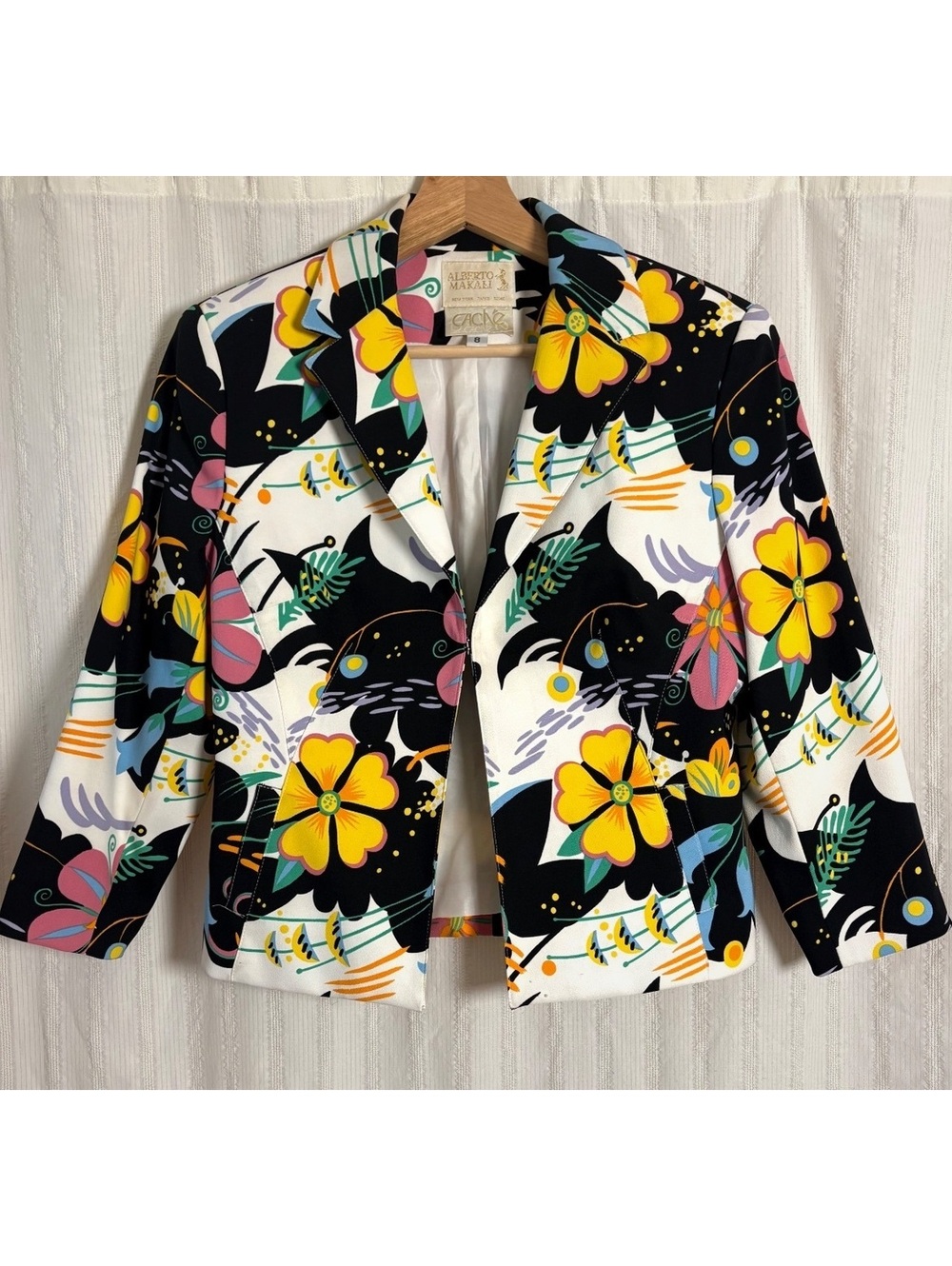 Rare Vintage 90s Cache Alberto Makali Collab Floral Blazer, Size 8 #bold #classy